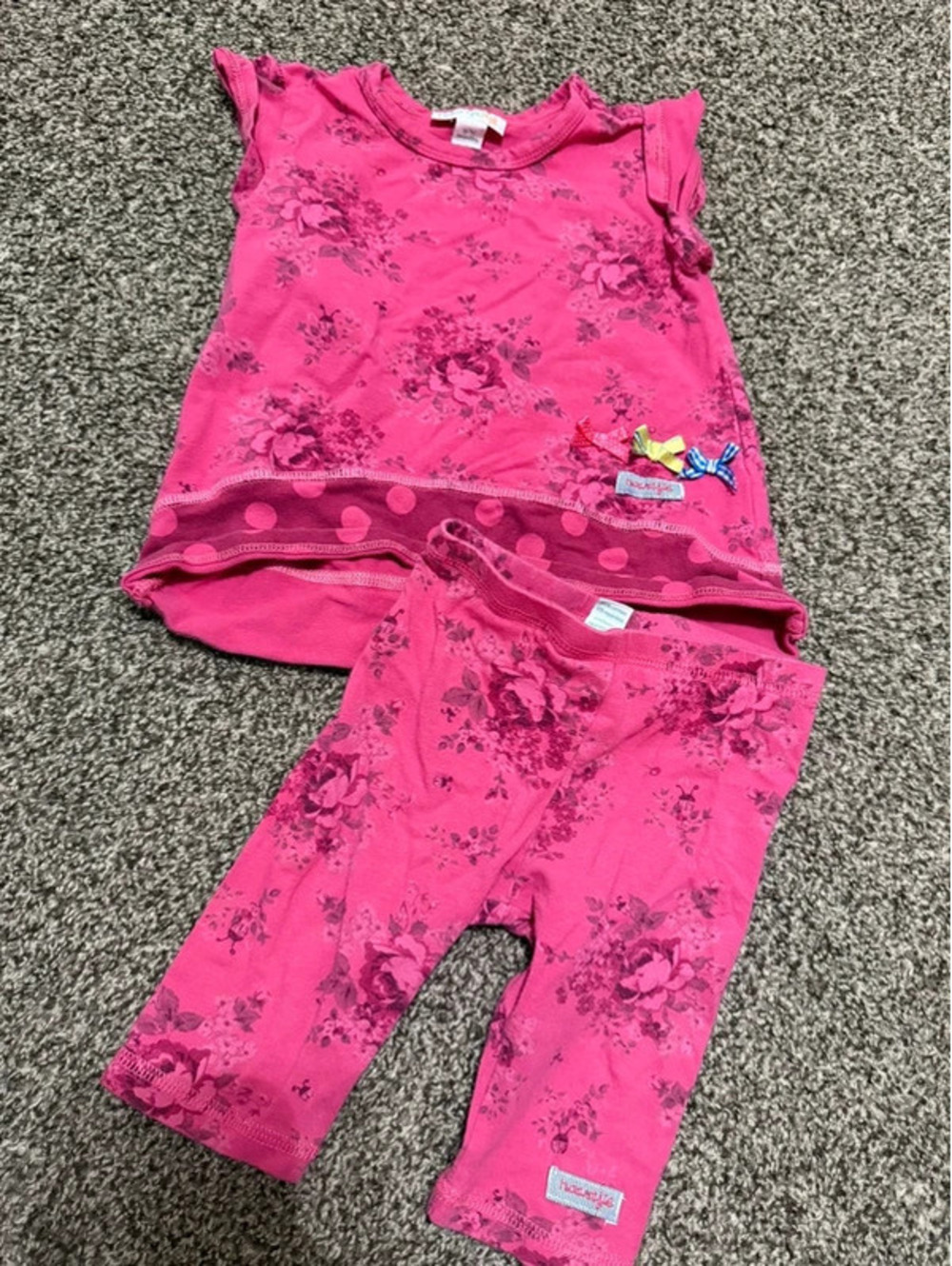 Naartjie Kids Baby Girls 6-12M Pink Floral Top Leggings 2 Piece Outfit Set